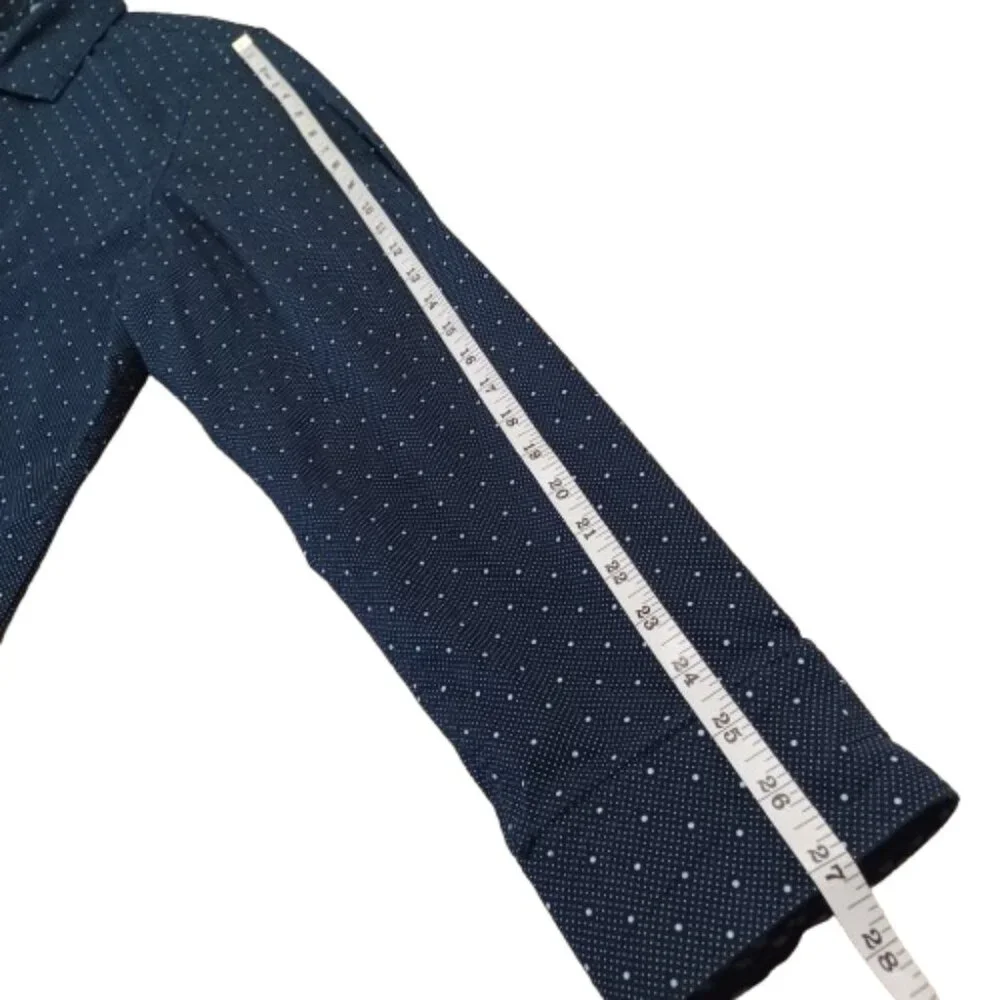 CACTUS MAN Ricky Singh Dark Blue & White Polkadot Long Sleeve Button Front Shirt